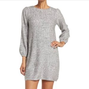 MAX Studio Cable knit grey sweater dress balloon sleeves NWT